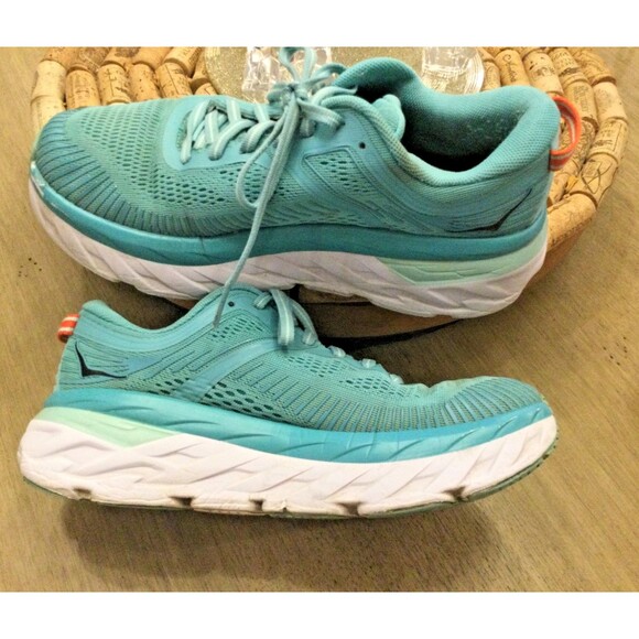 Hoka One One Bondi 7 Womens Size 6 Aquarelle Blue Green Running Shoes Comfort - Picture 3 of 11